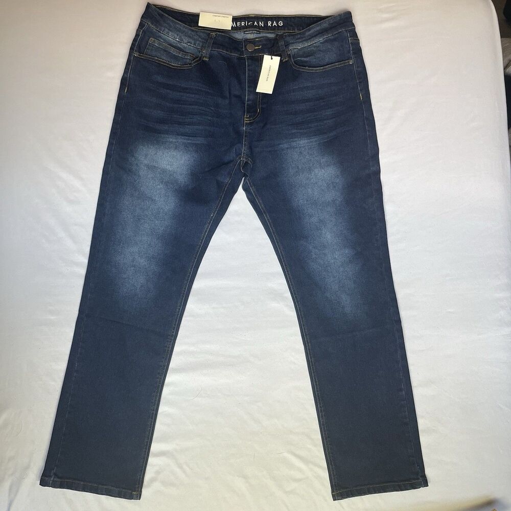 American Rag Men's Comfort Stretch Slim Fit Dark Wash Jeans 38x30 NWT Soft Denim